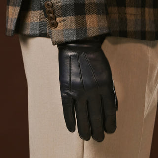Giovanni (navy blue) - Classic Italian lambskin leather gloves with cashmere lining - Glamourous Grace