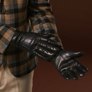 Giovanni (navy blue) - Classic Italian lambskin leather gloves with cashmere lining - Glamourous Grace