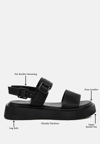 Gladen Pin Buckle Platform Sandals