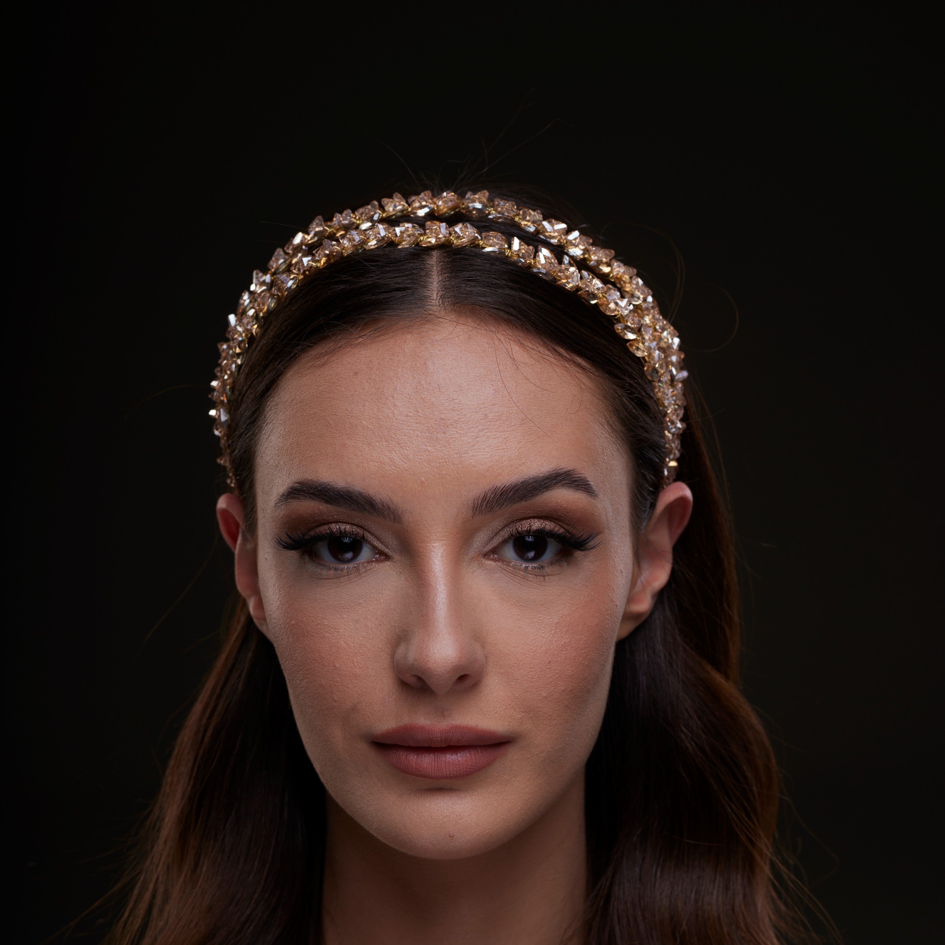 Gold  Crystal Beaded Hairband - Glamourous Grace