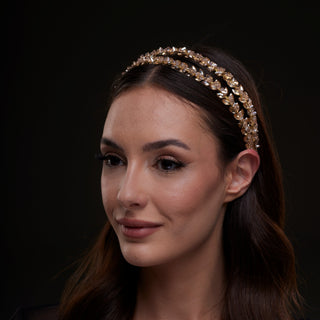 Gold  Crystal Beaded Hairband - Glamourous Grace
