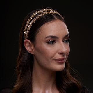 Gold  Crystal Beaded Hairband - Glamourous Grace