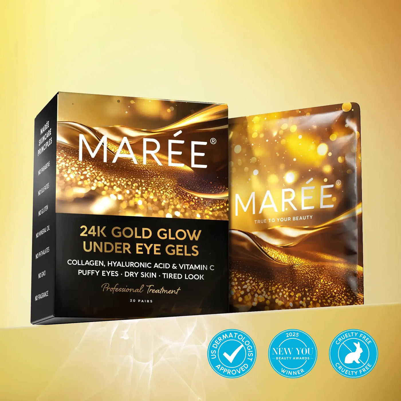 24K Gold Anti-Aging Eye Patches - Glamourous Grace