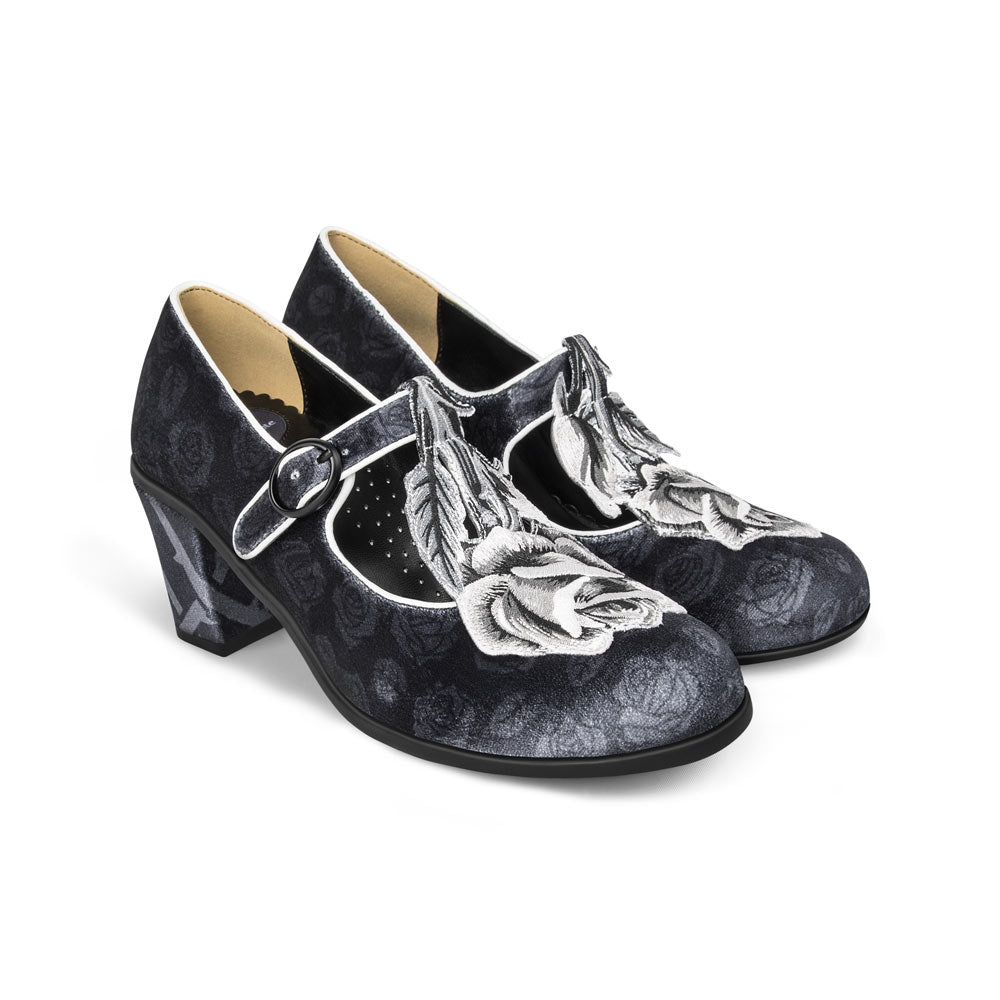 Black Tudor Women's Mary Jane Mid Heels - Glamourous Grace