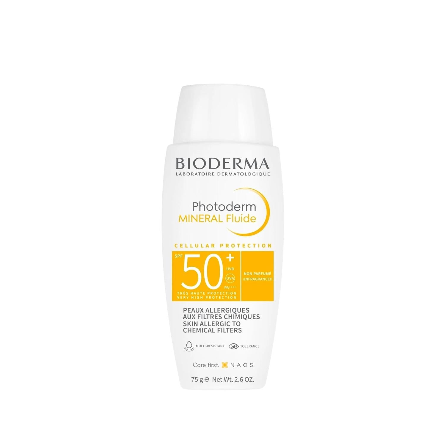Bioderma Photoderm Mineral Fluid SPF 50+ Sunscreen Lotion for Sensitive Skin - Mineral Sunscreen, High Protection, Lightweight - Glamourous Grace