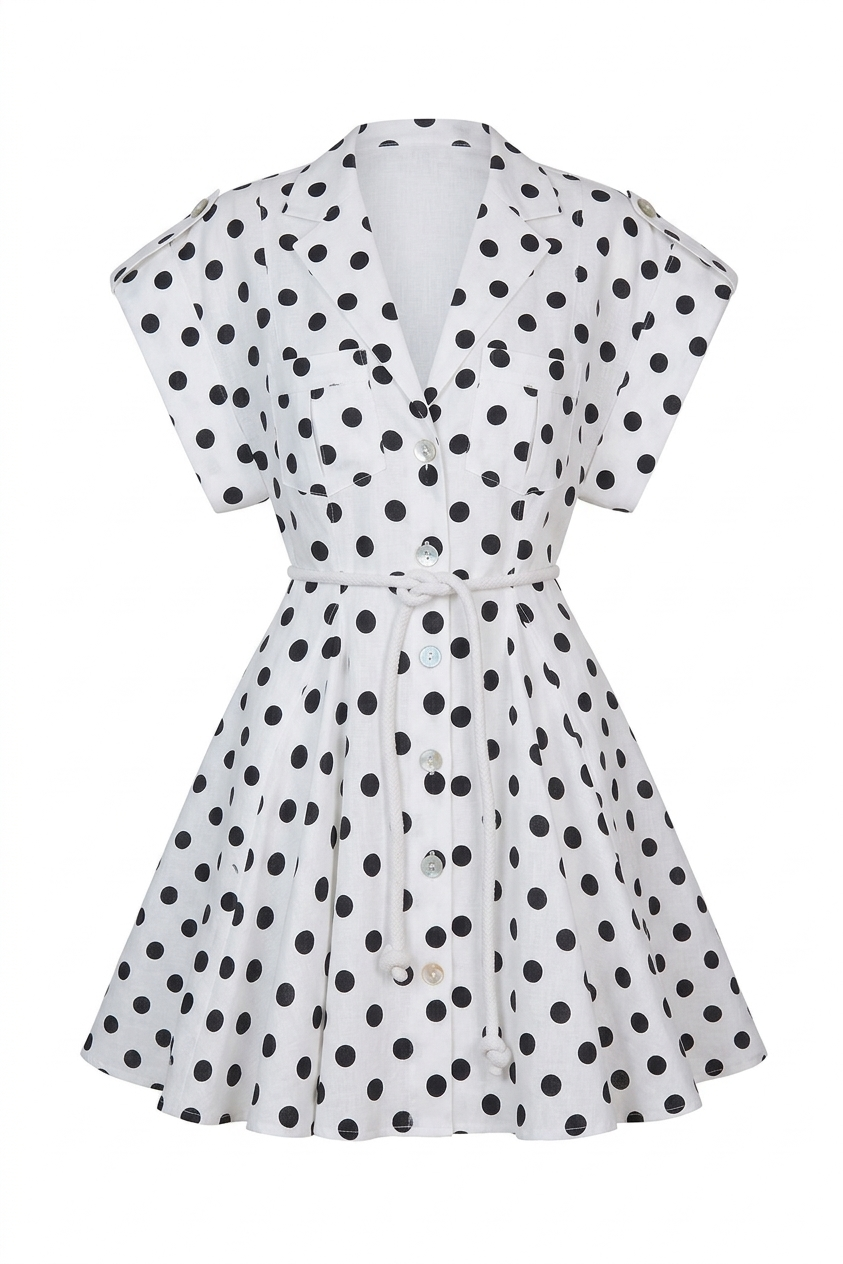 GUAYABA MINI DRESS IN WHITE POLKA DOTS - Glamourous Grace