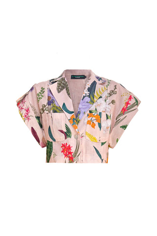 GUAYABA CROP TOP IN JARDIN PRINT SOFT KHAKI - Glamourous Grace