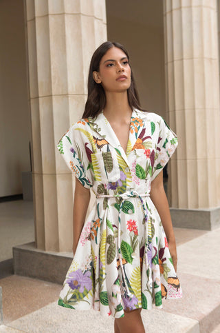 GUAYABA MINI DRESS IN JARDIN PRINT OFF WHITE - Glamourous Grace