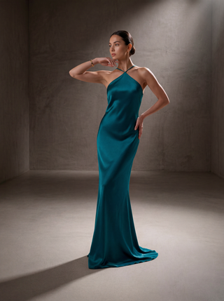 Silk Diamond Gown - Teal