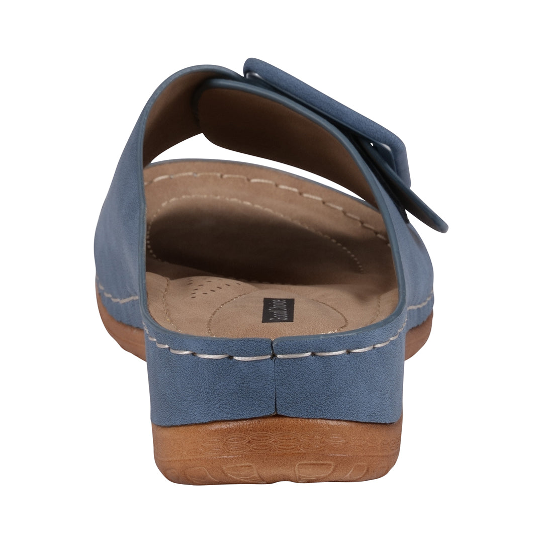 Women's Hamden Royal Blue Buckled Flat Sandals - Glamourous Grace