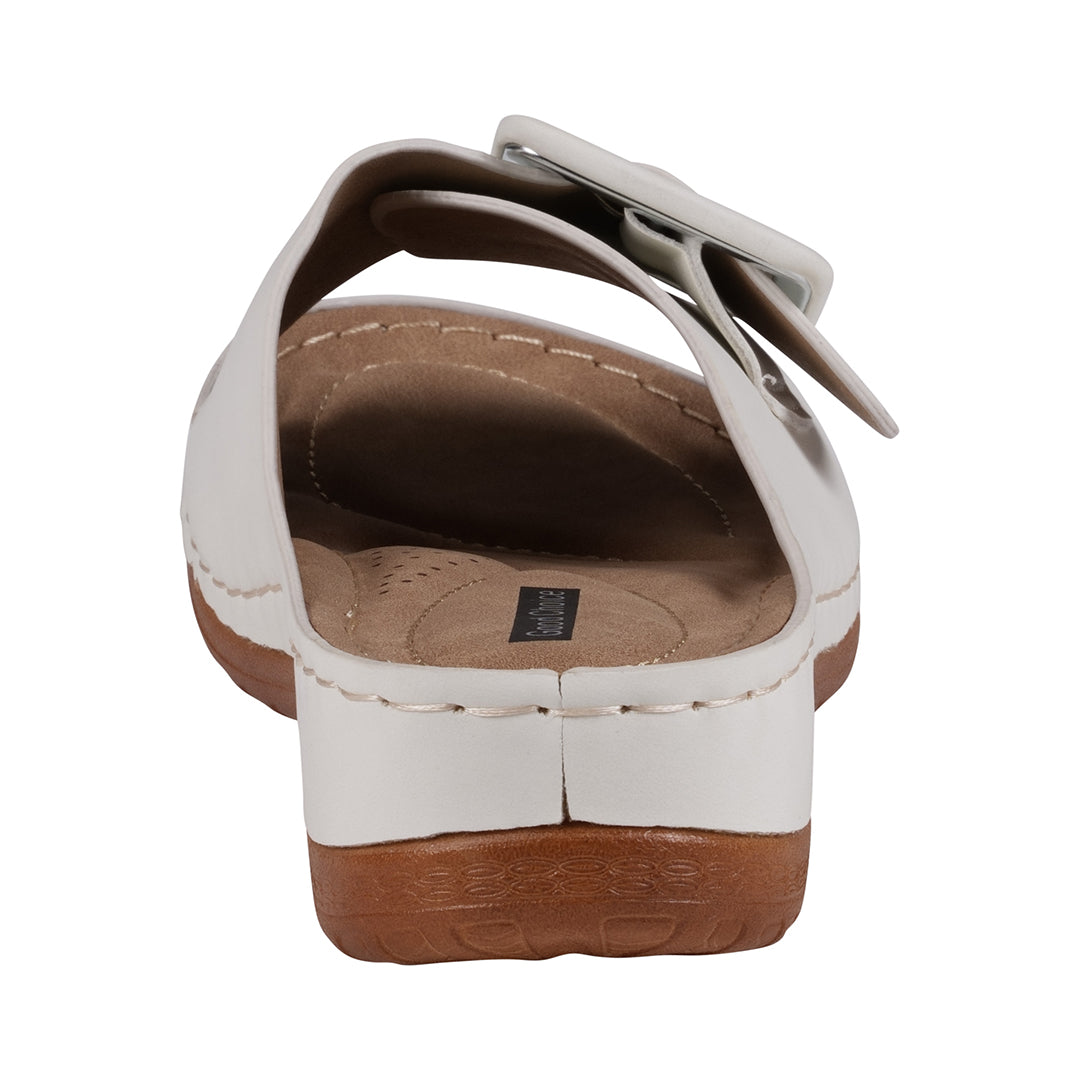 Women's Hamden White Buckled Flat Sandals - Glamourous Grace