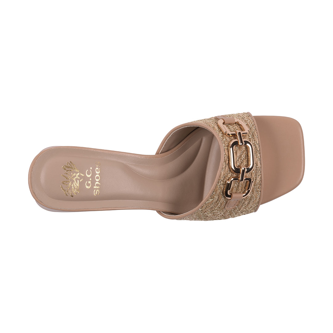 Women's Wanda Nude Hardware Heeled Sandals - Glamourous Grace