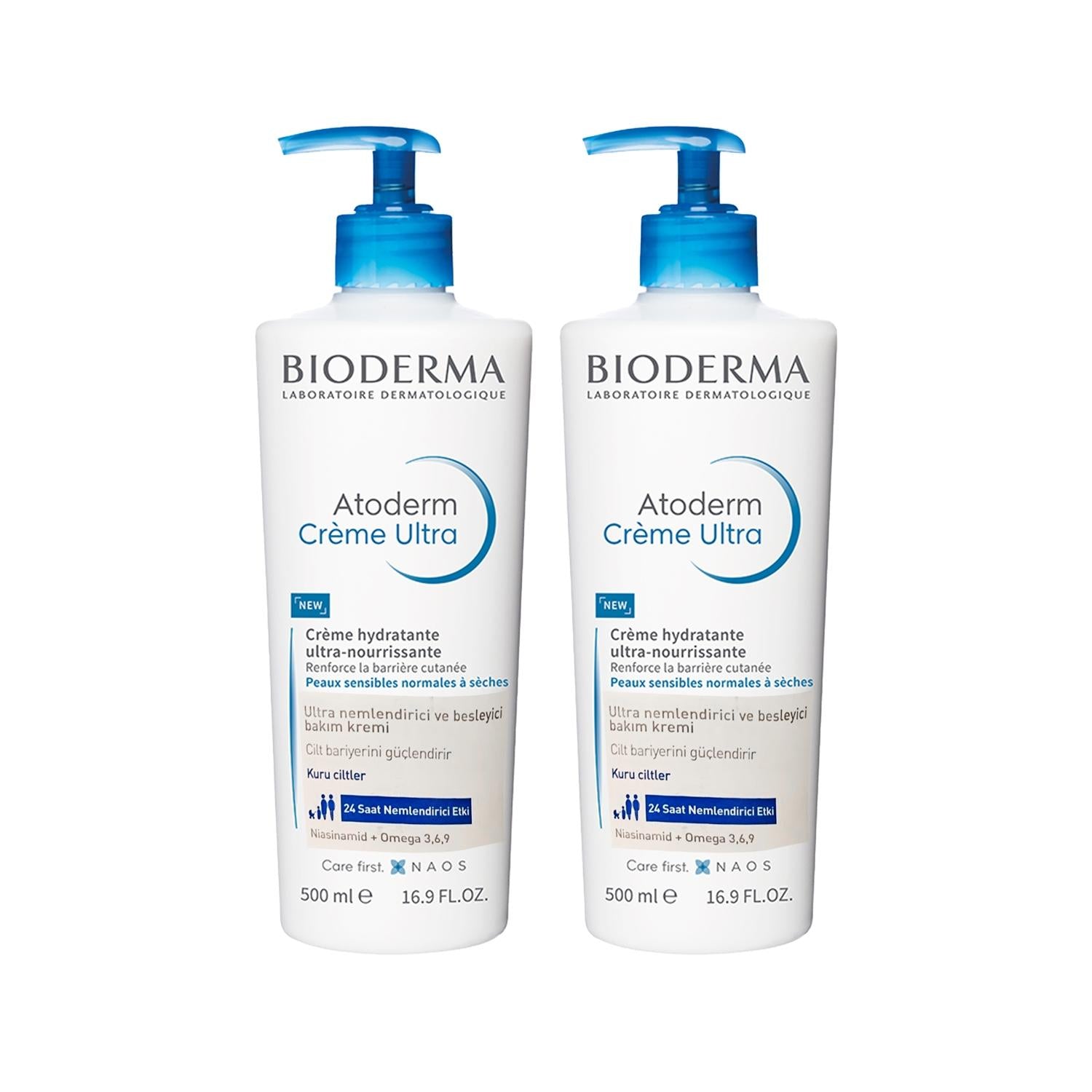 Bioderma Atoderm Moisturizing Cream (500ml x 2) - Hydrates Dry, Sensitive Skin, Hypoallergenic Face & Body Cream, Large Size - Glamourous Grace