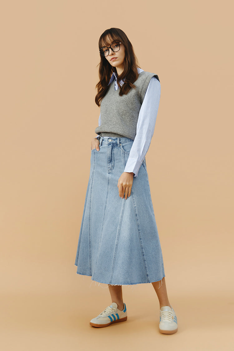 Monica Swing Denim Midi Skirt HJ806 - Glamourous Grace