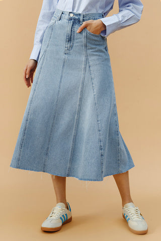 Monica Swing Denim Midi Skirt HJ806 - Glamourous Grace