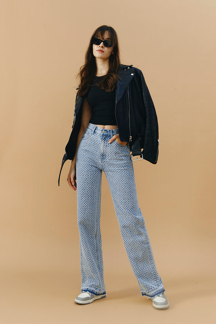 Coney Island Whitefish Tweed Wide Jeans HJ007 [FINAL SALE] - Glamourous Grace