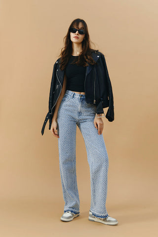 Coney Island Whitefish Tweed Wide Jeans HJ007 [FINAL SALE] - Glamourous Grace