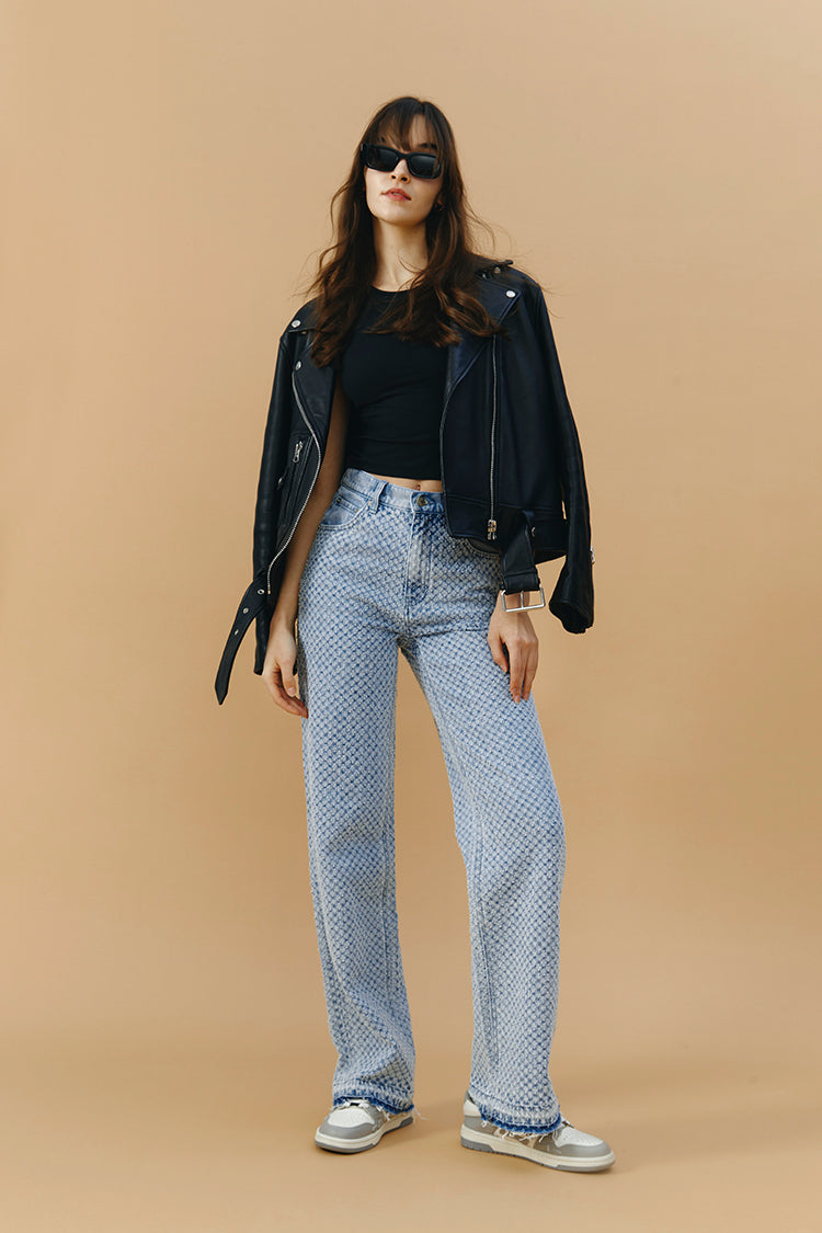 Coney Island Whitefish Tweed Wide Jeans HJ007 [FINAL SALE] - Glamourous Grace