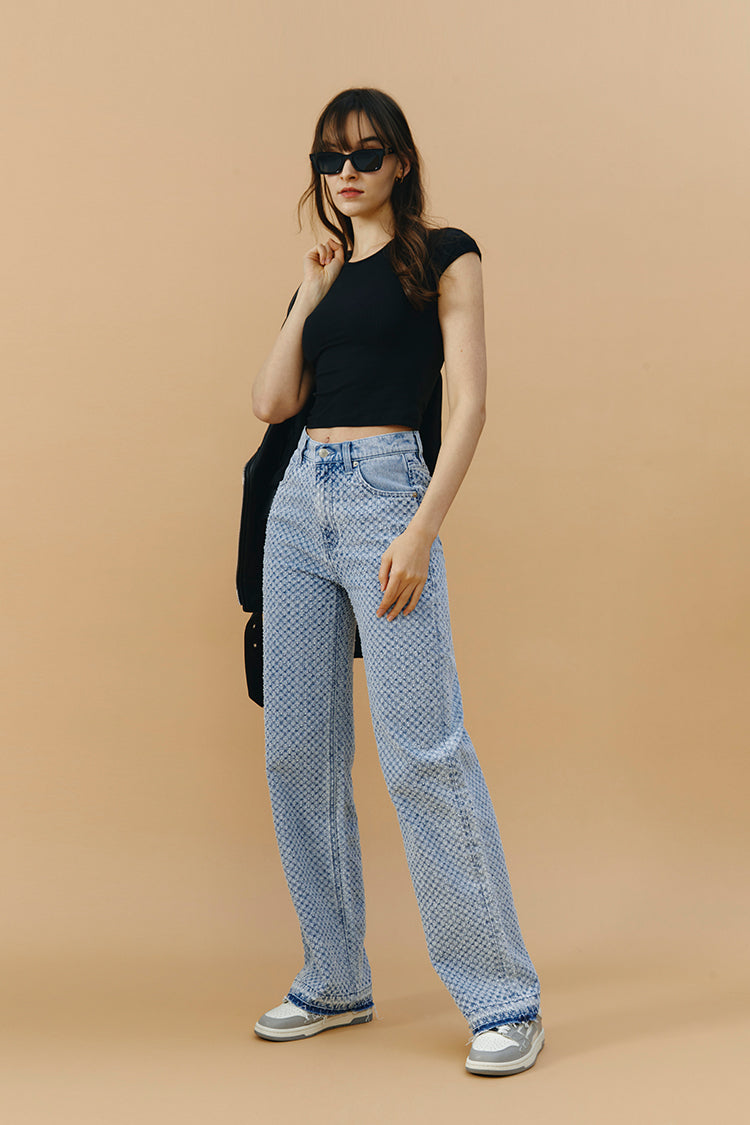 Coney Island Whitefish Tweed Wide Jeans HJ007 [FINAL SALE] - Glamourous Grace