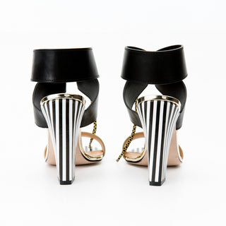The Bloke Black Leather Ankle Strap Women Sandal - Glamourous Grace
