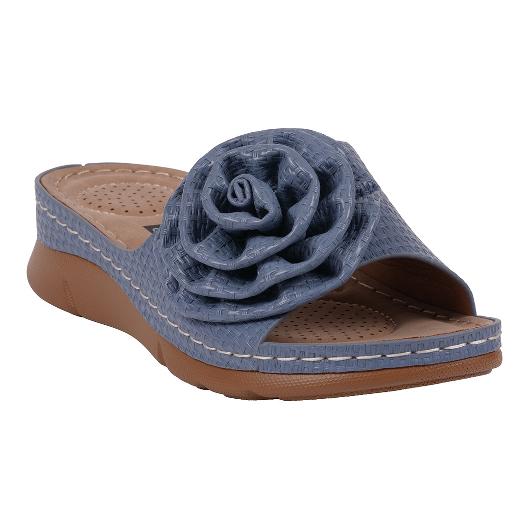 Women's Honey Blue Flat Comfort Sandals - Glamourous Grace