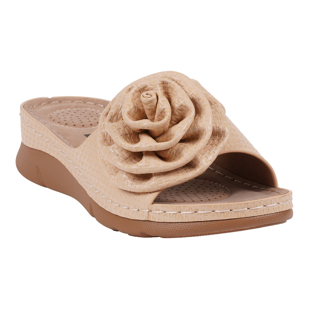 Women's Honey Natural Flat Comfort Sandals - Glamourous Grace