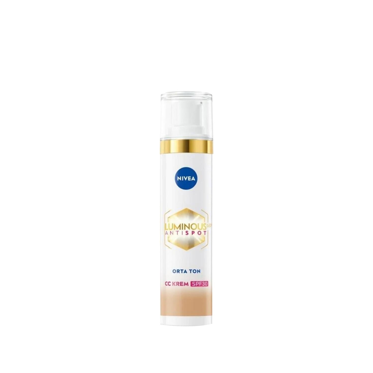 Nivea Luminous630 Anti-Dark Spot CC Cream SPF30 Medium Tone - Even Skin Tone & Sun Protection - Glamourous Grace