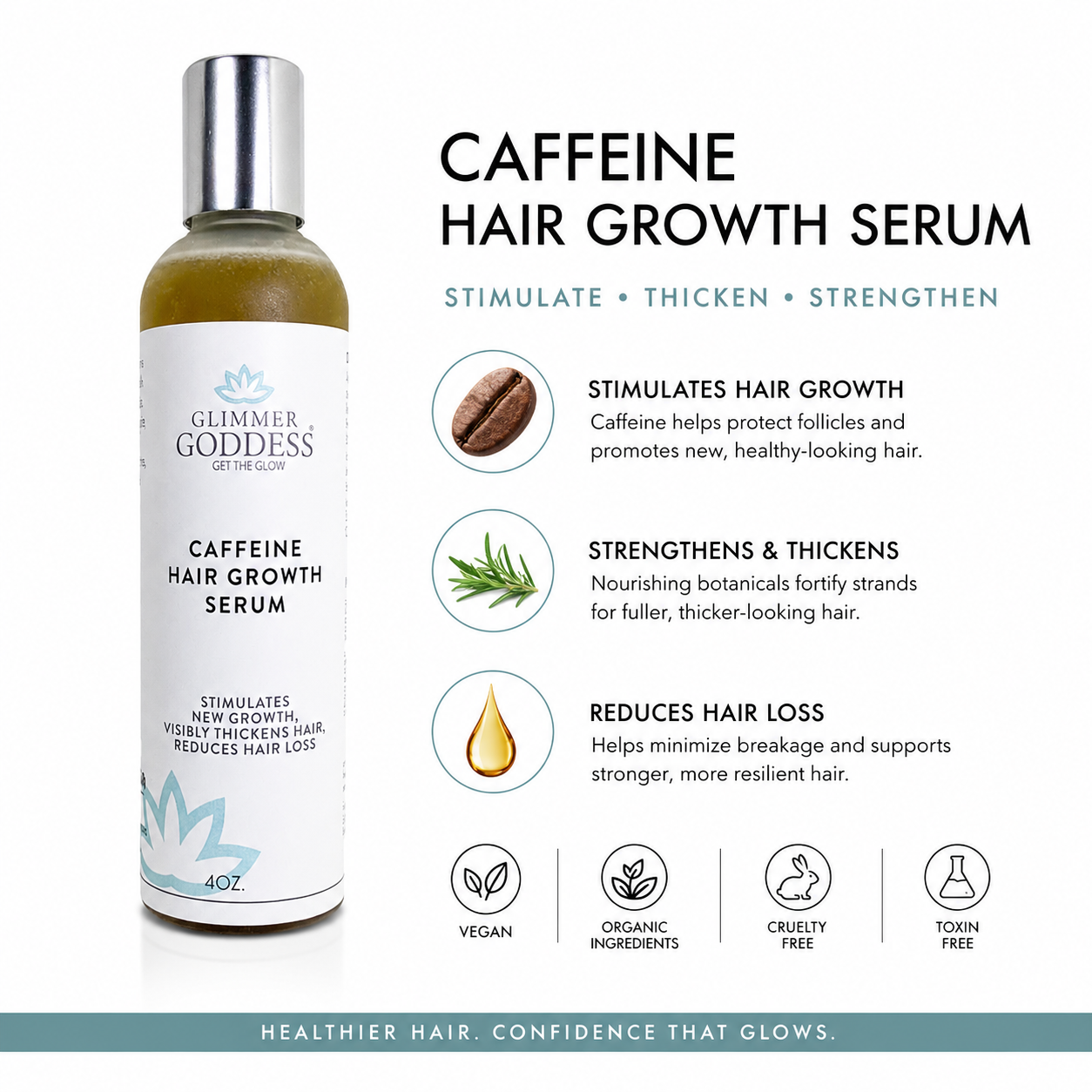 Organic Caffeine Hair Growth Serum – Scalp Treatment - Glamourous Grace