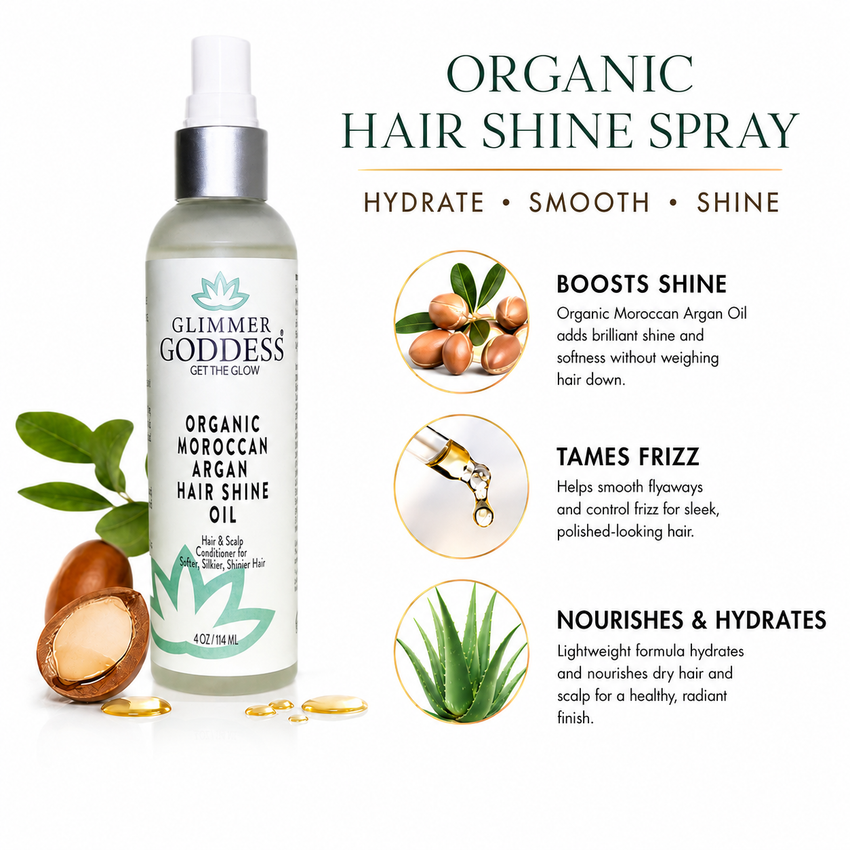 Organic Hair Shine Spray – Frizz Control & Hydrating - Glamourous Grace
