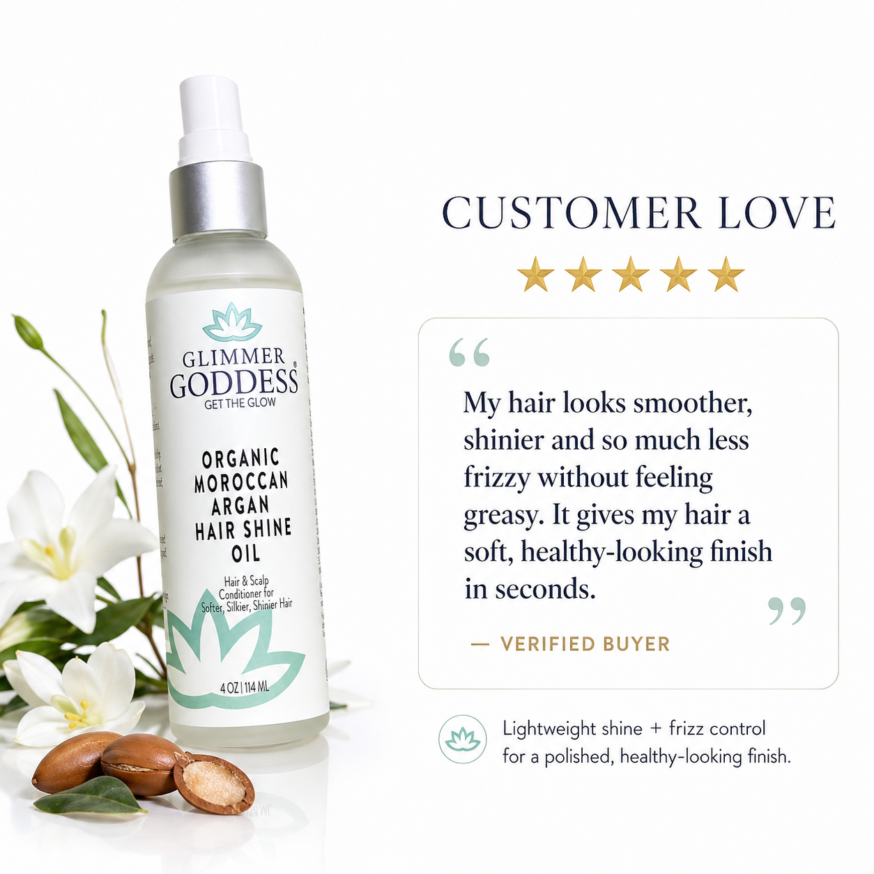 Organic Hair Shine Spray – Frizz Control & Hydrating - Glamourous Grace