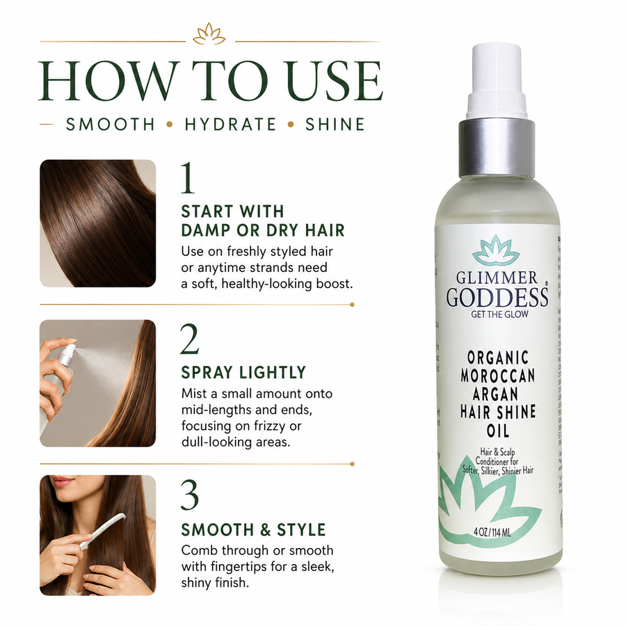 Organic Hair Shine Spray – Frizz Control & Hydrating - Glamourous Grace
