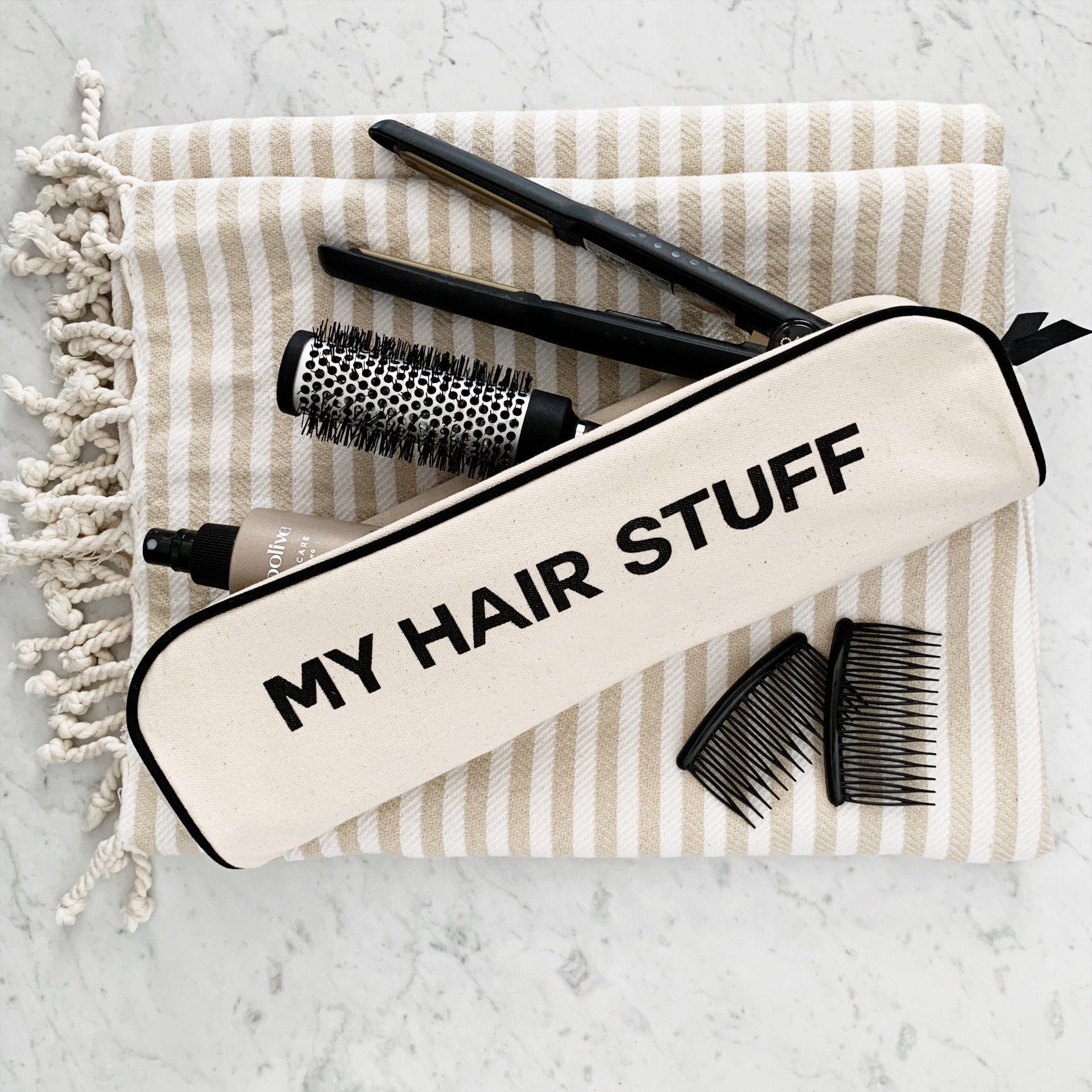 Hair Stuff Travel Case – Cream - Glamourous Grace