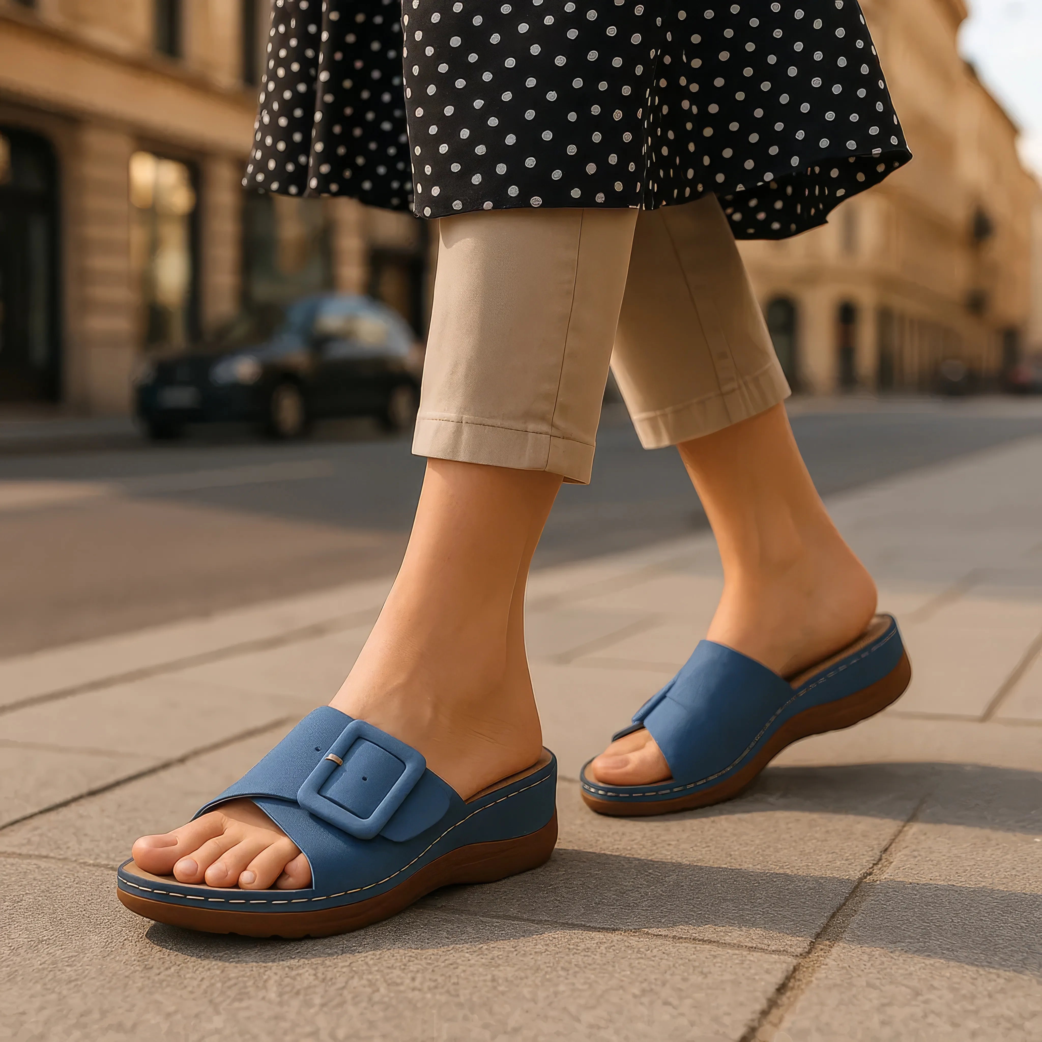 Women's Hamden Green Buckled Flat Sandals - Glamourous Grace