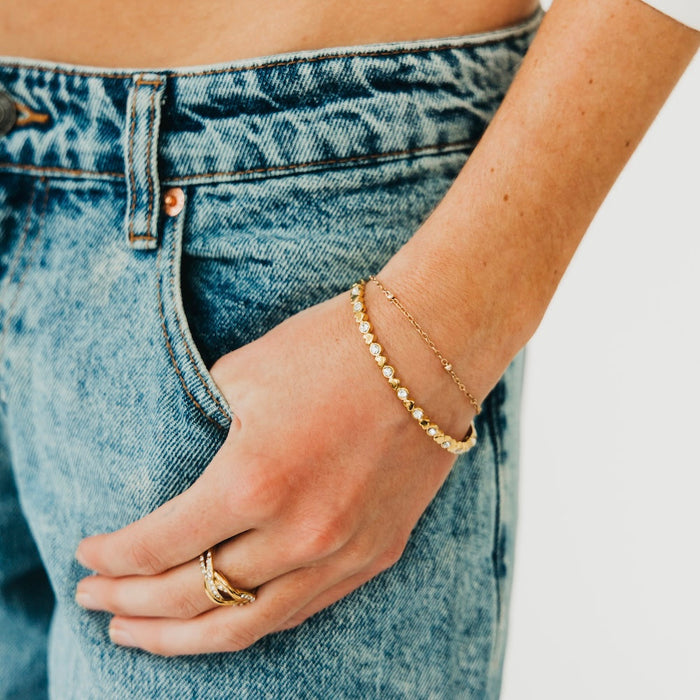 Hearts & Diamonds Hinge Bracelet - WATERPROOF - Glamourous Grace