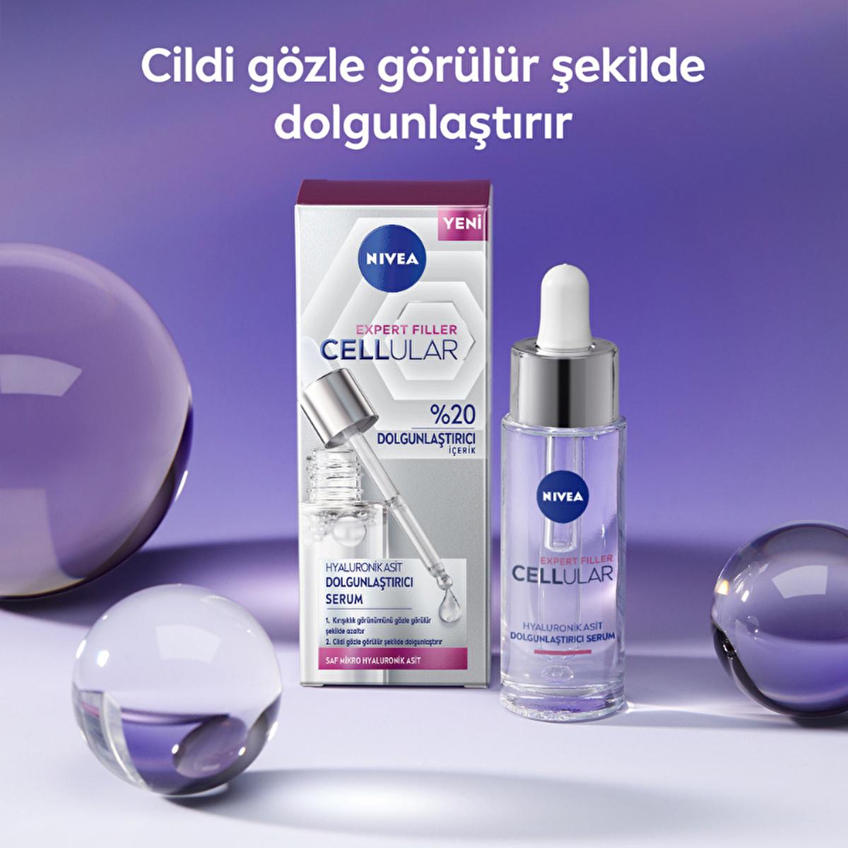 NIVEA Anti-Aging Facial Serum - Cellular Expert Filler Hyaluronic Acid Plumping Serum for Wrinkles, Hydration, and Skin Elasticity - Glamourous Grace