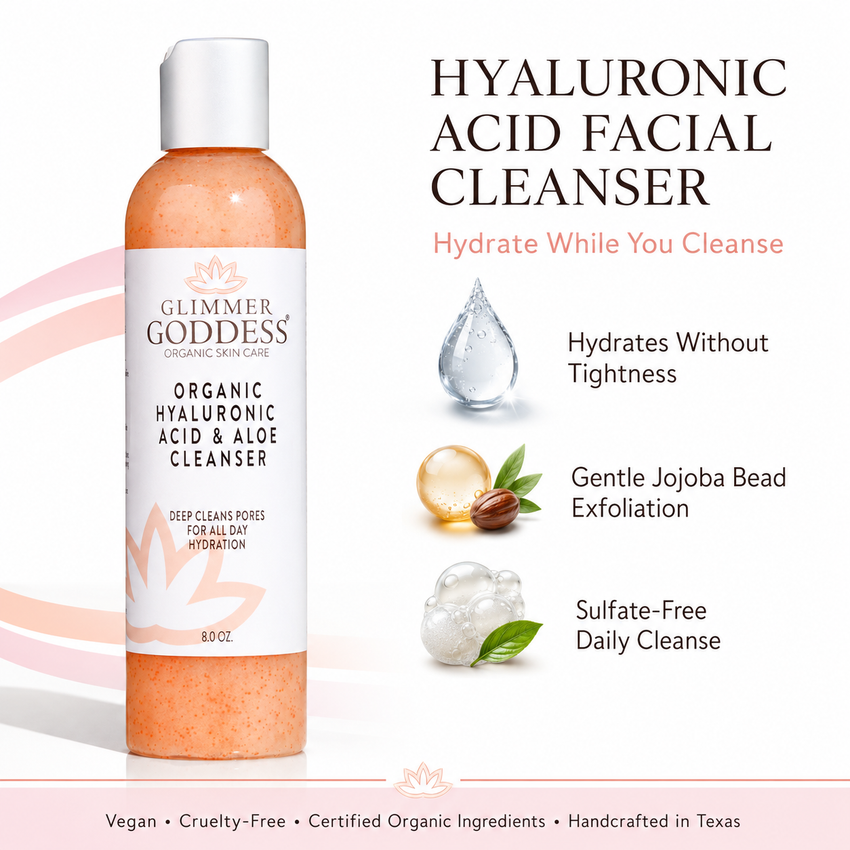 Organic Hydrating Facial Cleanser with Exfoliating Jojoba Beads – 8 oz - Glamourous Grace