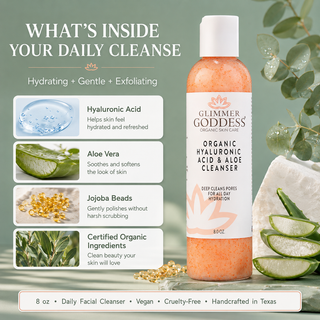 Organic Hydrating Facial Cleanser with Exfoliating Jojoba Beads – 8 oz
