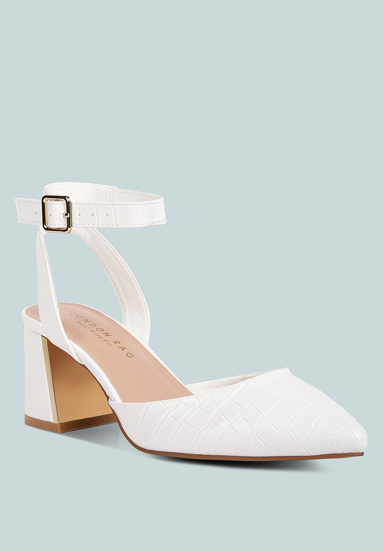 Hyatt Metallic Sling Block Heel Sandals - Glamourous Grace