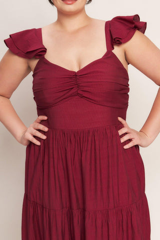 SUMMER MILK DEEP RED WOVEN MAXI DRESS - Glamourous Grace