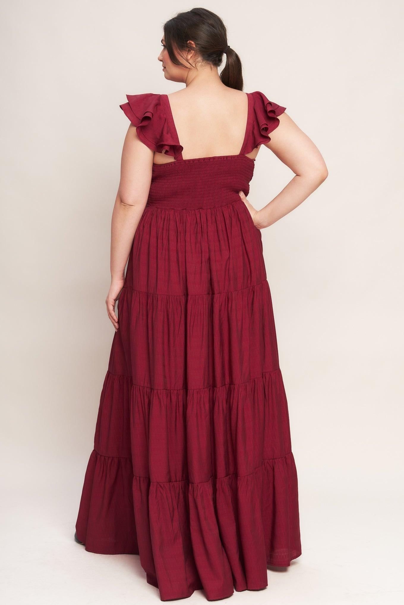 SUMMER MILK DEEP RED WOVEN MAXI DRESS - Glamourous Grace