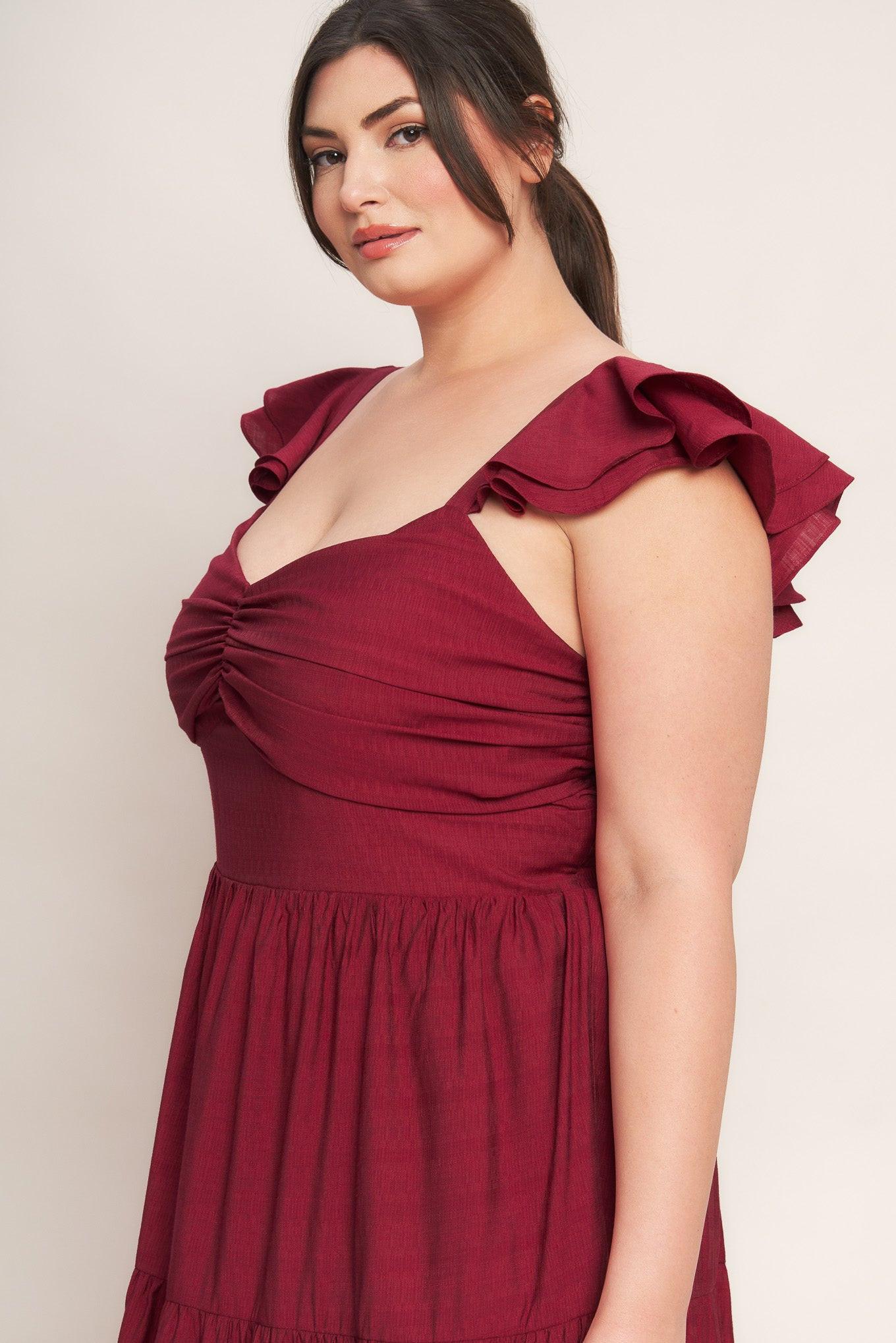 SUMMER MILK DEEP RED WOVEN MAXI DRESS - Glamourous Grace