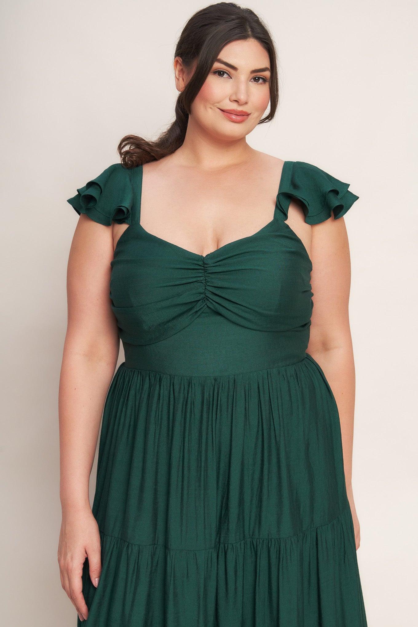 SUMMER MILK FOREST GREEN WOVEN MAXI DRESS - Glamourous Grace