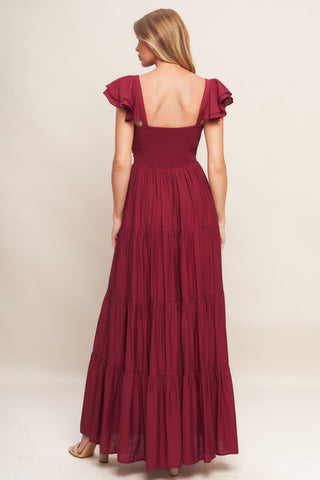 SUMMER MILK DEEP RED WOVEN MAXI DRESS - Glamourous Grace
