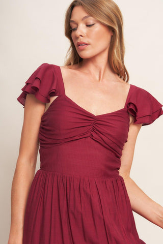 SUMMER MILK DEEP RED WOVEN MAXI DRESS - Glamourous Grace