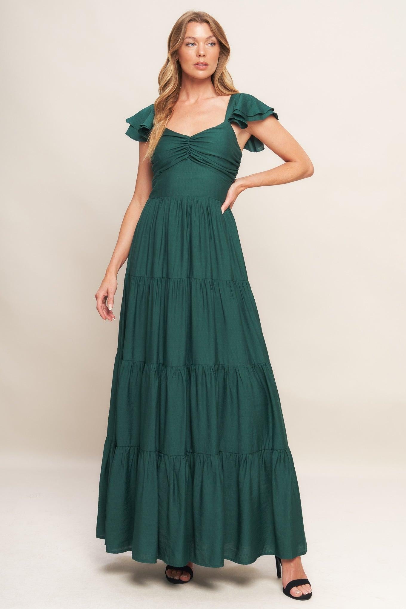 SUMMER MILK FOREST GREEN WOVEN MAXI DRESS - Glamourous Grace