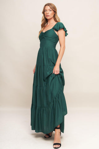 SUMMER MILK FOREST GREEN WOVEN MAXI DRESS - Glamourous Grace