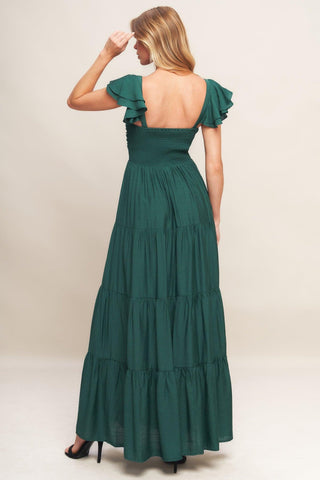 SUMMER MILK FOREST GREEN WOVEN MAXI DRESS - Glamourous Grace