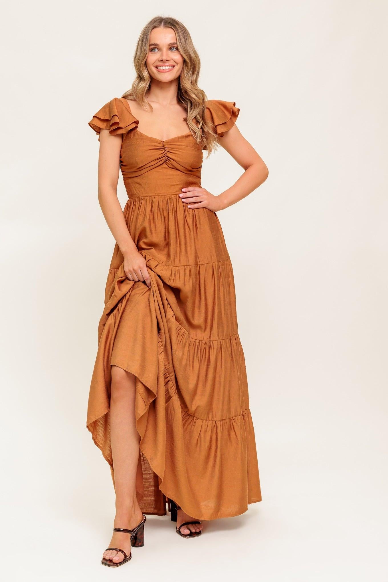 SUMMER MILK RUST WOVEN MAXI DRESS - Glamourous Grace
