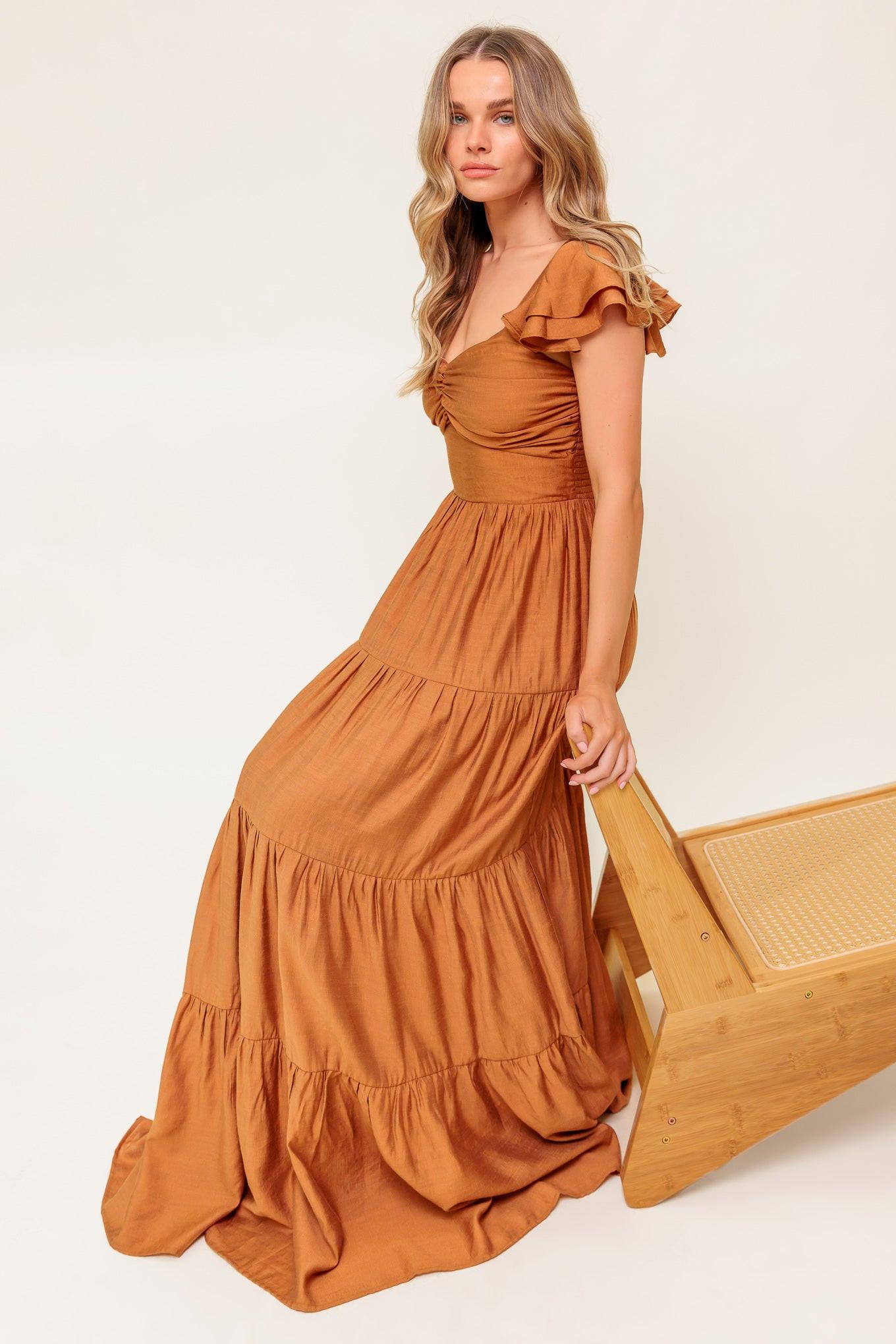 SUMMER MILK RUST WOVEN MAXI DRESS - Glamourous Grace