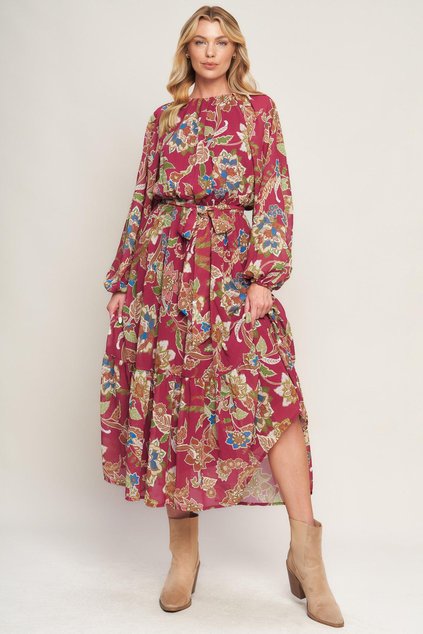 FLORALLY CHIC WOVEN MIDI DRESS - Glamourous Grace